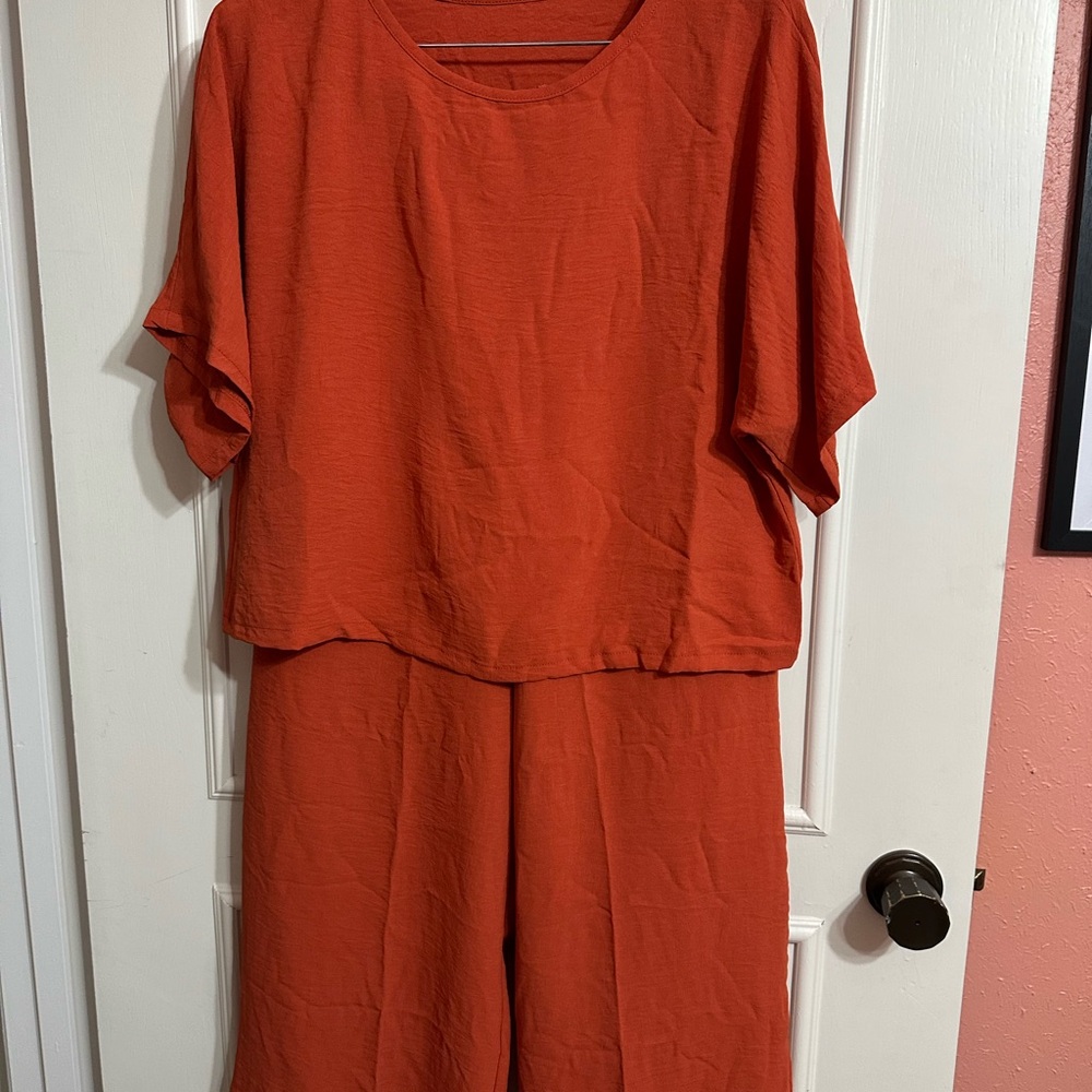 Wide Leg Jumpsuit in Burnt Orange